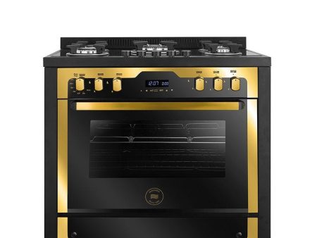 Unionaire i-Chef Golden Edition VIP Digital Gas Cooker, 5 Burners, 90 cm, Black Gold - C69GB-1GC-383-IDSP-S-PC-2W-AL Sale