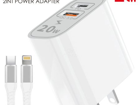 2-In-1 Home Charger 20W + Lightning to Type-C Cable HD2TC Discount