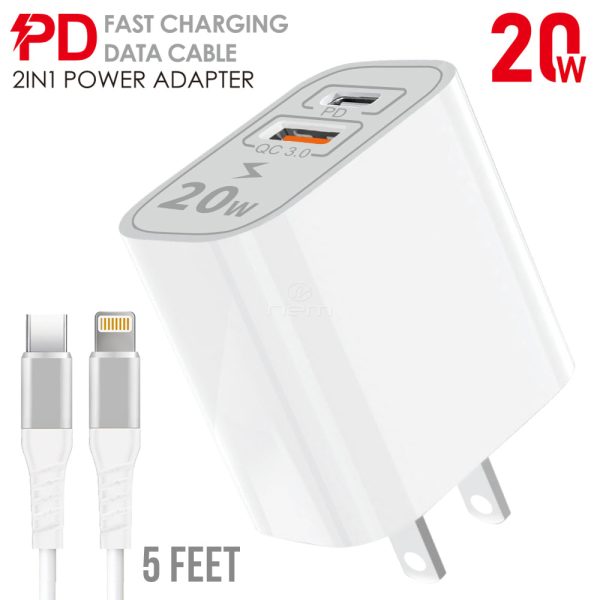 2-In-1 Home Charger 20W + Lightning to Type-C Cable HD2TC Discount