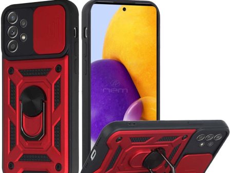 Samsung A73 Case w. Camera Cover Kickstand HYB09R Red Online