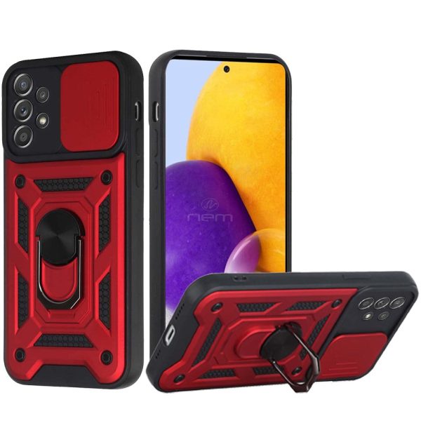 Samsung A73 Case w. Camera Cover Kickstand HYB09R Red Online