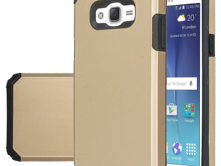 Samsung Galaxy J7 (Boost Mobile,Virgin,MetroPcs,T-Mobile) Dual Layered Slim Hybrid Case - Gold Hot on Sale