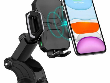 Kiko_Car Dock 10W Fast Wireless Charger Windshield and Dashboard Car Mount Long Holder T521 for Universal Cell Phones and Qi Compatible Device (Black) Online now