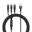 Kik_3-in-1 Nylon Strong Charge and Sync USB Cable 2.4A [3 FT] (Black) Online Hot Sale