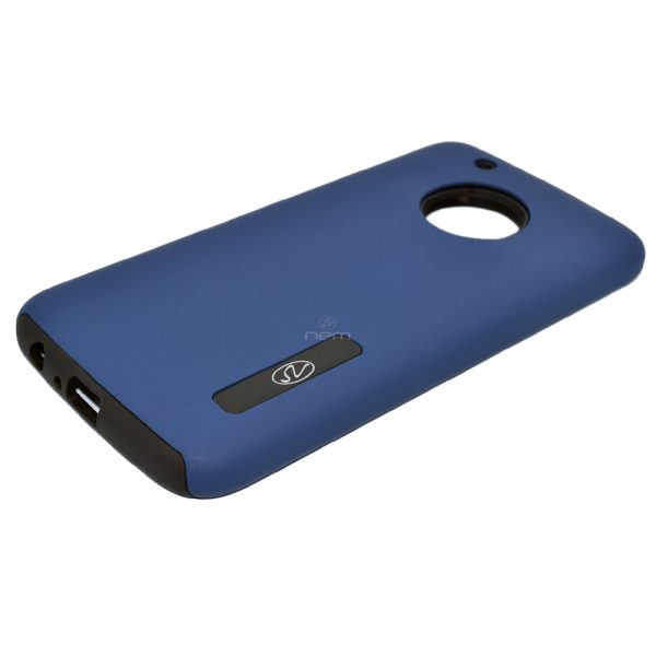 Motorola G5 Plus Hybrid Rubberized Case HYB47 Blue Black Fashion