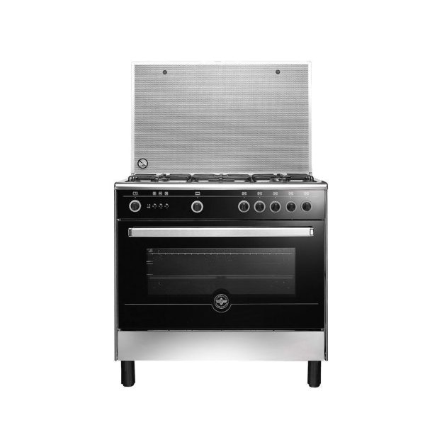 LA GERMANIA Valore Moderna Gas Cooker,90 cm, 5 Burners, Stainless Steel Black - 9M10GRB1X4AWW Hot on Sale