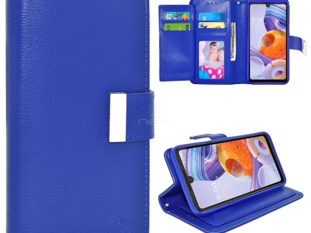 LG STYLO 6 Double Flap Wallet Case WCFC13 Blue For Cheap