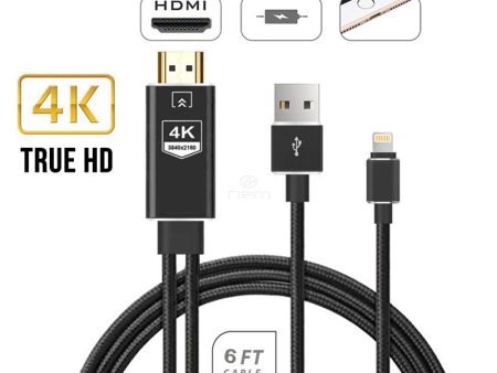 Lightning to HDMI 4K Nylon Braided Cable 6FT Black Online