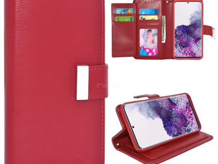 Samsung S20 6.2  Double Flap Pocket Wallet FC13 Red For Cheap