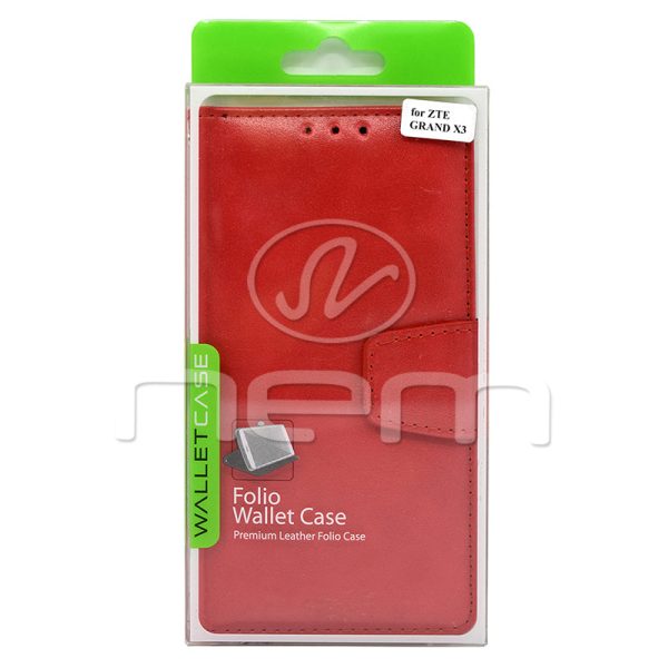 ZTE Grand X3 Folio Wallet Case WCFC12C Red Color For Discount