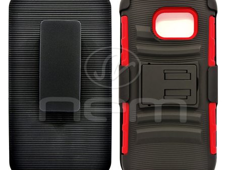 Samsung Galaxy S7 Edge Black Black TPU with Red Holster Combo 05C Supply