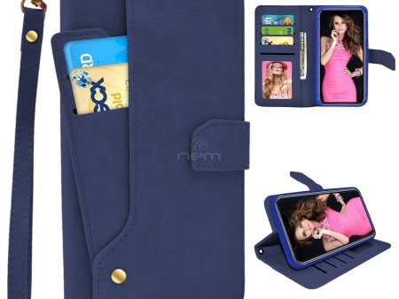 iPhone XS Max Wallet w. Pull-Out Card Holder WCFC16 Blue Hot on Sale