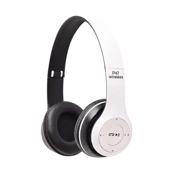 Kik_Wireless Bluetooth Over-Ear Headphones - Lightweight, Compact & Stylish Design, High-Fidelity Sound P47 for Universal Cell Phone And Bluetooth Device (White) Supply