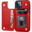 iPhone 15 ProMax Wallet Case Hidden Card Holder HYBW01 Red Online Hot Sale