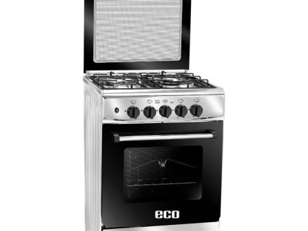 Unionaire ECO Gas Cooker, 60 cm, 4 Burners, Stainless Steel Black - C66SS-AC-447-F-ECOP-2W-AL Fashion