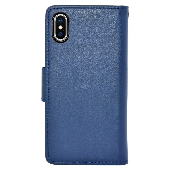 iPhone X XS Folio Leather Wallet Case WCFC12C Blue Hot on Sale