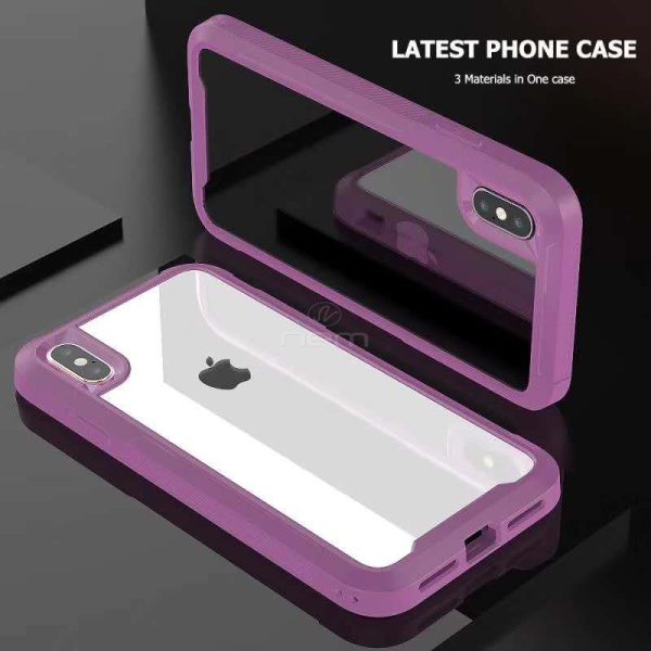 iPhone XS Max Defender Case Clear Back HYB03 - Purple For Discount