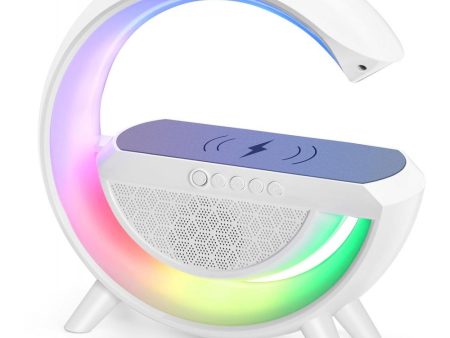 Kiko_Crescent Moon LED Bluetooth Speaker with Wireless Phone Charging - High-Quality Loud Sound BT2301 for Universal Cell Phone And Bluetooth Device (White) Cheap