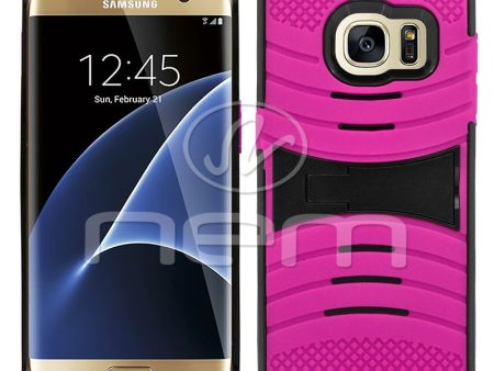 Samsung Galaxy S7 Edge Hybrid Case 08 With Stand Pink Black For Sale