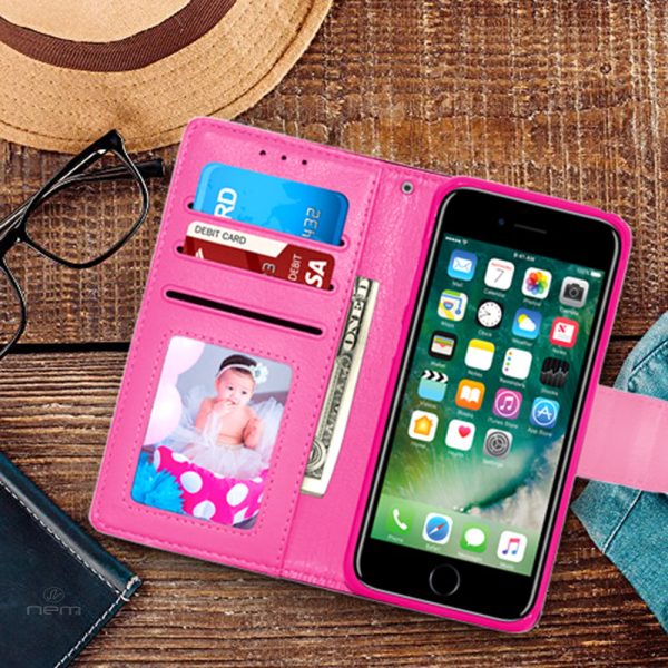 iPhone X XS Folio Leather Wallet Case WCFC12C Pink For Discount