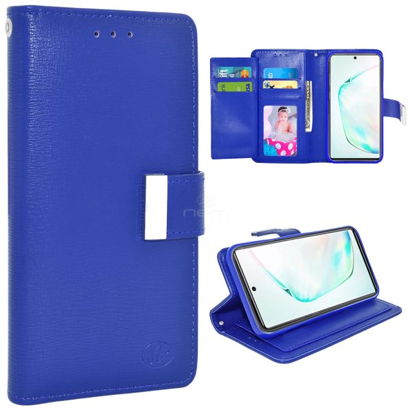 Samsung Note 10 Plus Double Flap Pocket Wallet Case WCFC13 Blue Sale