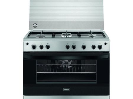 Zanussi Steel Plus Gas Cooker, 5 Burners, 90 cm, Stainless Steel - ZCG922A6XA For Sale