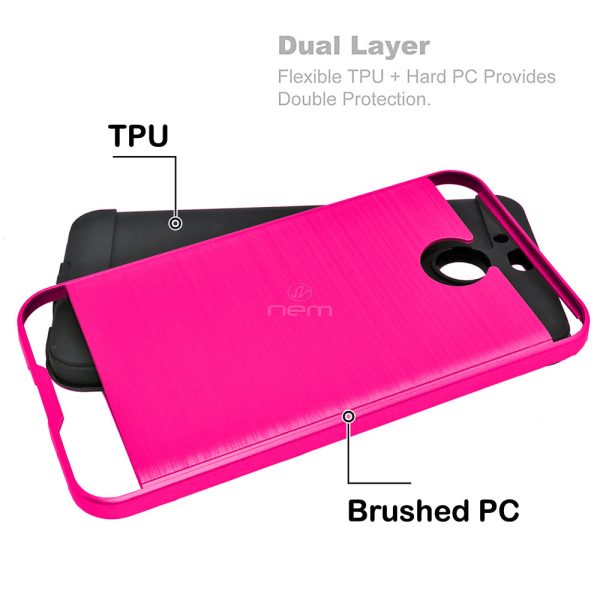 HTC Bolt Brushed Hybrid Armor Case HYB32 Hot Pink Cheap