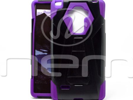 LG G STYLO LS770 Hybrid Case18 w. stand Purple Black Online now