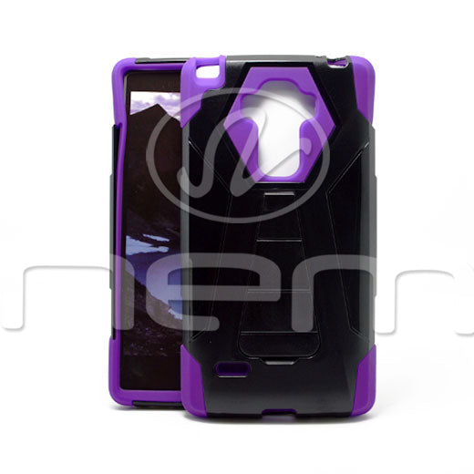 LG G STYLO LS770 Hybrid Case18 w. stand Purple Black Online now