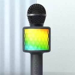 Wireless Bluetooth Speaker Microphone: LED Light, Powerful Sound, All-in-One Entertainment WT-02 for Universal Cell Phone And Bluetooth Device (Black) Fashion