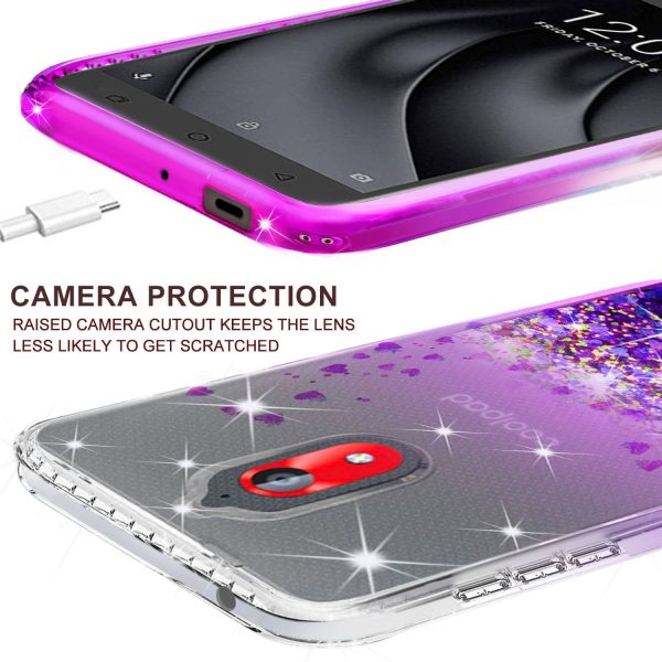 Coolpad Illumina Case,Legacy Go Case Liquid Glitter Phone Case Waterfall Floating Quicksand Bling Sparkle Cute Protective Girls Women Cover for Coolpad Illumina Legacy Go W Temper Glass- Purple For Sale