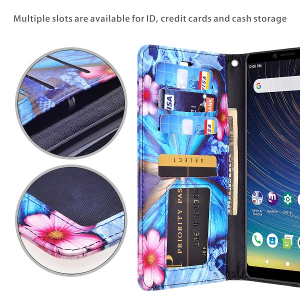 Coolpad Legacy Case, Coolpad Legacy Wallet Case, Wrist Strap Pu Leather Wallet Case [Kickstand] with ID & Credit Card Slots - Blue Butterfly Hot on Sale