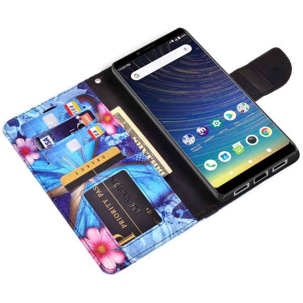 Coolpad Legacy Case, Coolpad Legacy Wallet Case, Wrist Strap Pu Leather Wallet Case [Kickstand] with ID & Credit Card Slots - Blue Butterfly Hot on Sale